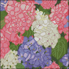 YZ3030-01 Strateg Алмазна мозаїка - Яскраві гортензії, 30x30 см (круглі, на підрамнику, Стратег)