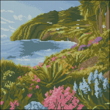 YZ3030-05 Strateg Алмазна мозаїка - Узбережжя на острові, 30x30 см (круглі, на підрамнику, Стратег)