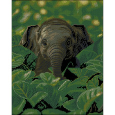 ZAV4050-51 Strateg Алмазна мозаїка - Щасливе слонення, 40x50 см (круглі, на підрамнику, Стратег)