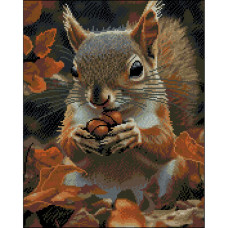ZAV4050-52 Strateg Алмазна мозаїка - Осіння білка, 40x50 см (круглі, на підрамнику, Стратег)