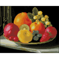 ZAV4050-53 Strateg Алмазна мозаїка - Тарілка фруктів, 40x50 см (круглі, на підрамнику, Стратег)